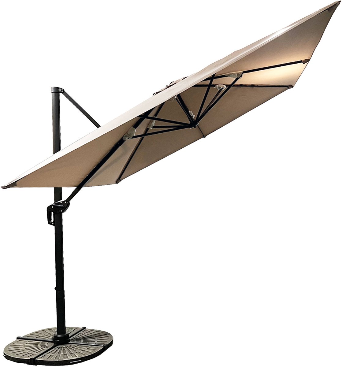 Buitenkado Ultimate Zweefparasol - 3x3m - Aluminium - Taupe (8711942018511)