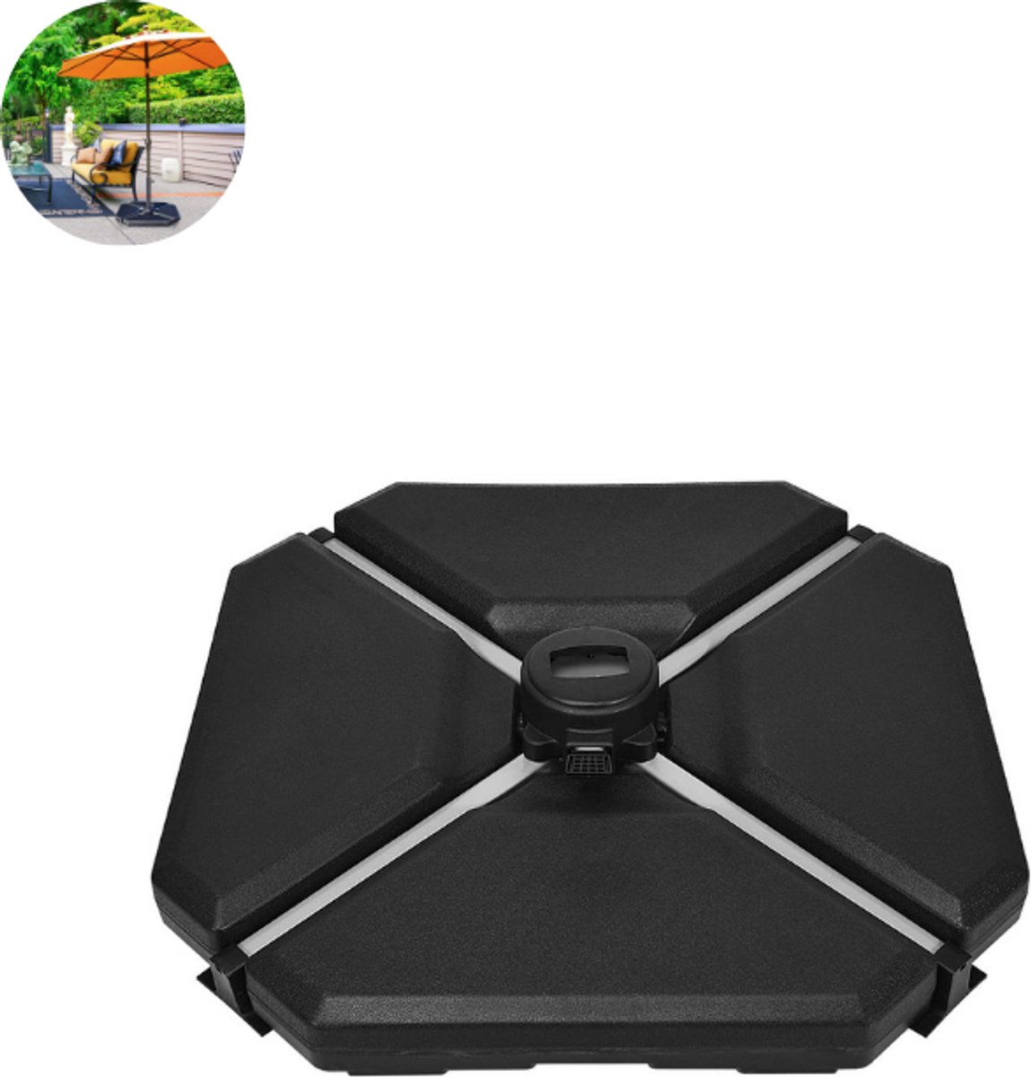 Parasoltegels - Vulbare Parasoltegels - Voor kruisvoet- Inhoud 25L - 4 stuks voor zweefparasol (8721264198891)