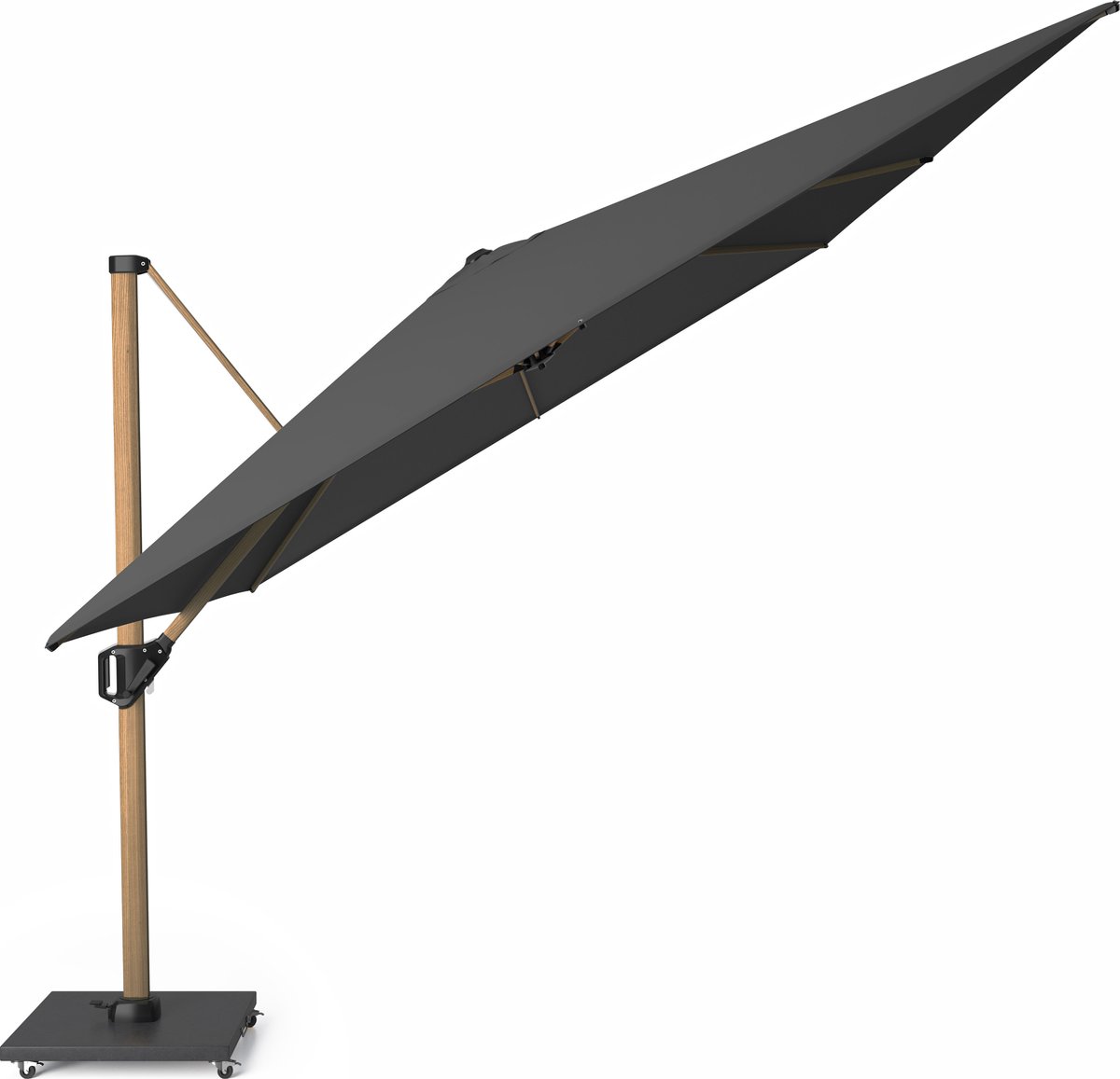 Platinum Sun & Shade - Zweefparasol - Challenger T1 Premium - 400x300cm - Teak look - Faded Black - Dubbel Kantelbaar - 360° Draaibaar - 98% UV protectie (8720039168886)