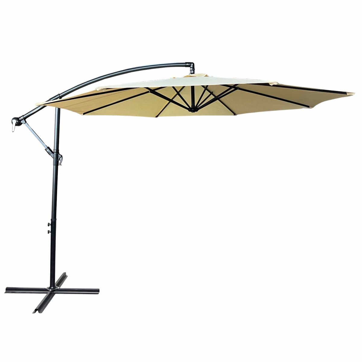 Tuinparasol ASTER / Zweefparasol Met Voet / Verstelbare Hoogte / UB-bescherming, Waterdicht / Beige / 300 x 300 x 45 cm (5901752857384)