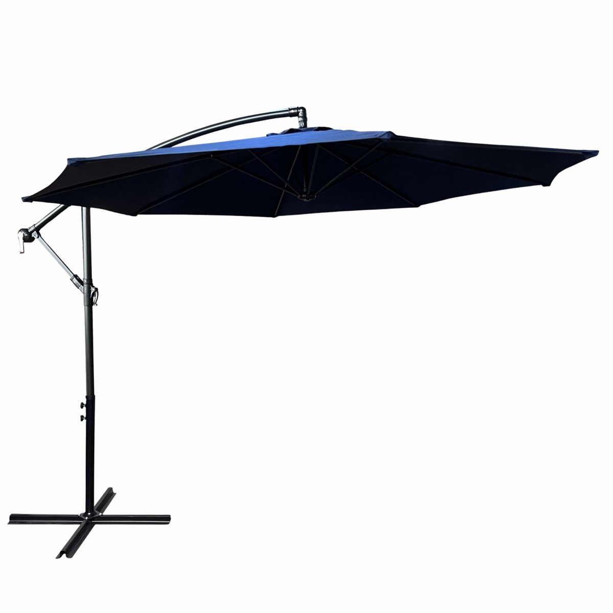Tuinparasol ASTER / Zweefparasol Met Voet / Verstelbare Hoogte / UB-bescherming, Waterdicht / Donkerblauw / 300 x 300 x 45 cm (5901752857391)