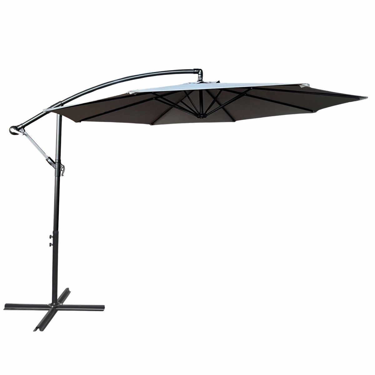 Tuinparasol ASTER / Zweefparasol Met Voet / Verstelbare Hoogte / UB-bescherming, Waterdicht / Lichtgrijs / 300 x 300 x 45 cm (5901752857377)