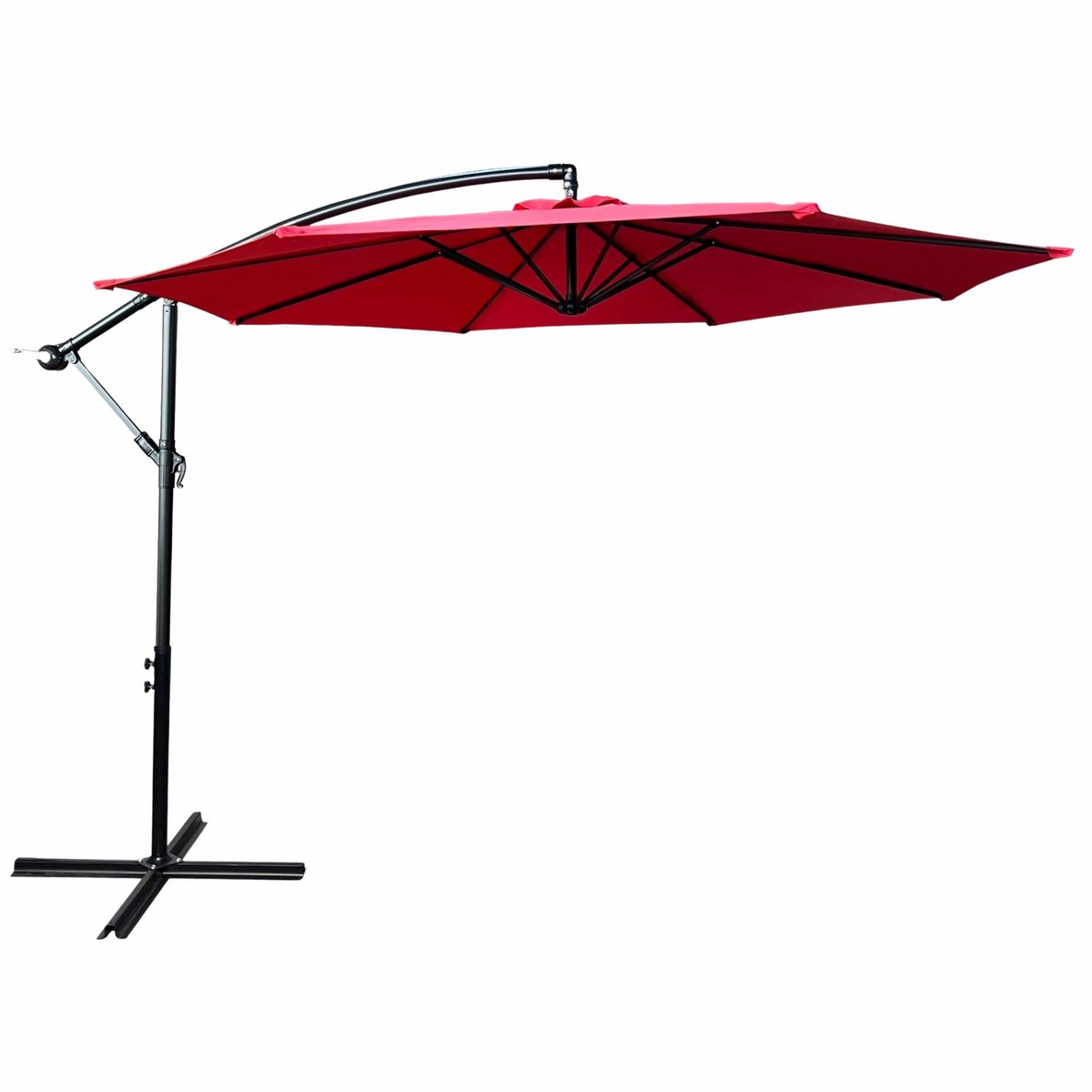 Tuinparasol ASTER / Zweefparasol Met Voet / Verstelbare Hoogte / UB-bescherming, Waterdicht / Rood / 300 x 300 x 45 cm (5901752857407)
