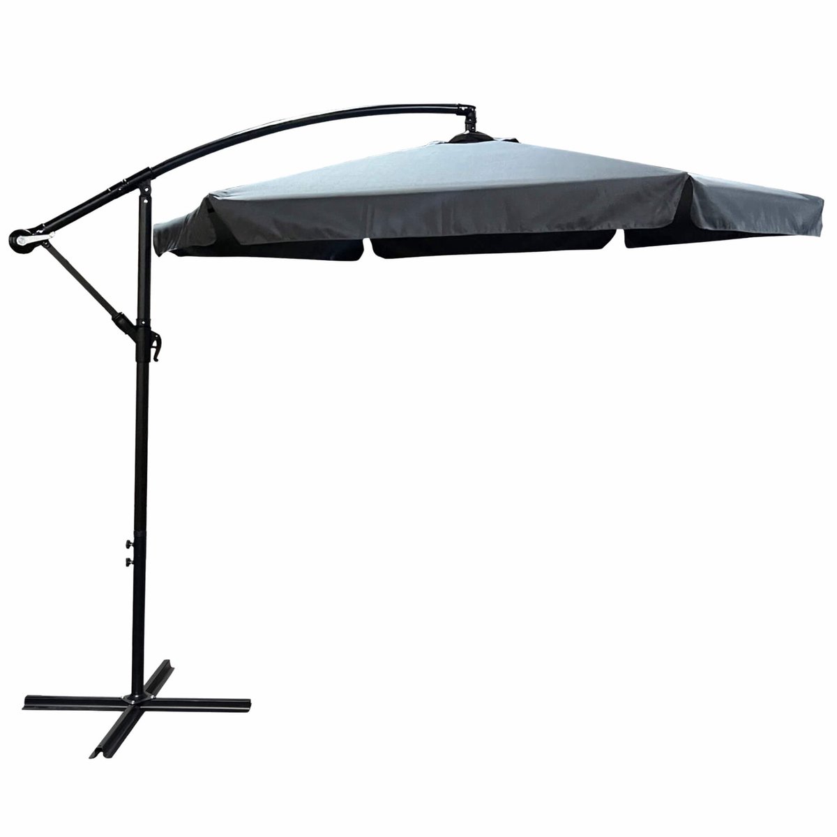 Tuinparasol CYNIA / Zweefparasol Met Voet / Verstelbare Hoogte / UB-bescherming, Waterdicht / Donkergrijs / 300 x 300 x 245 cm (5901752857476)