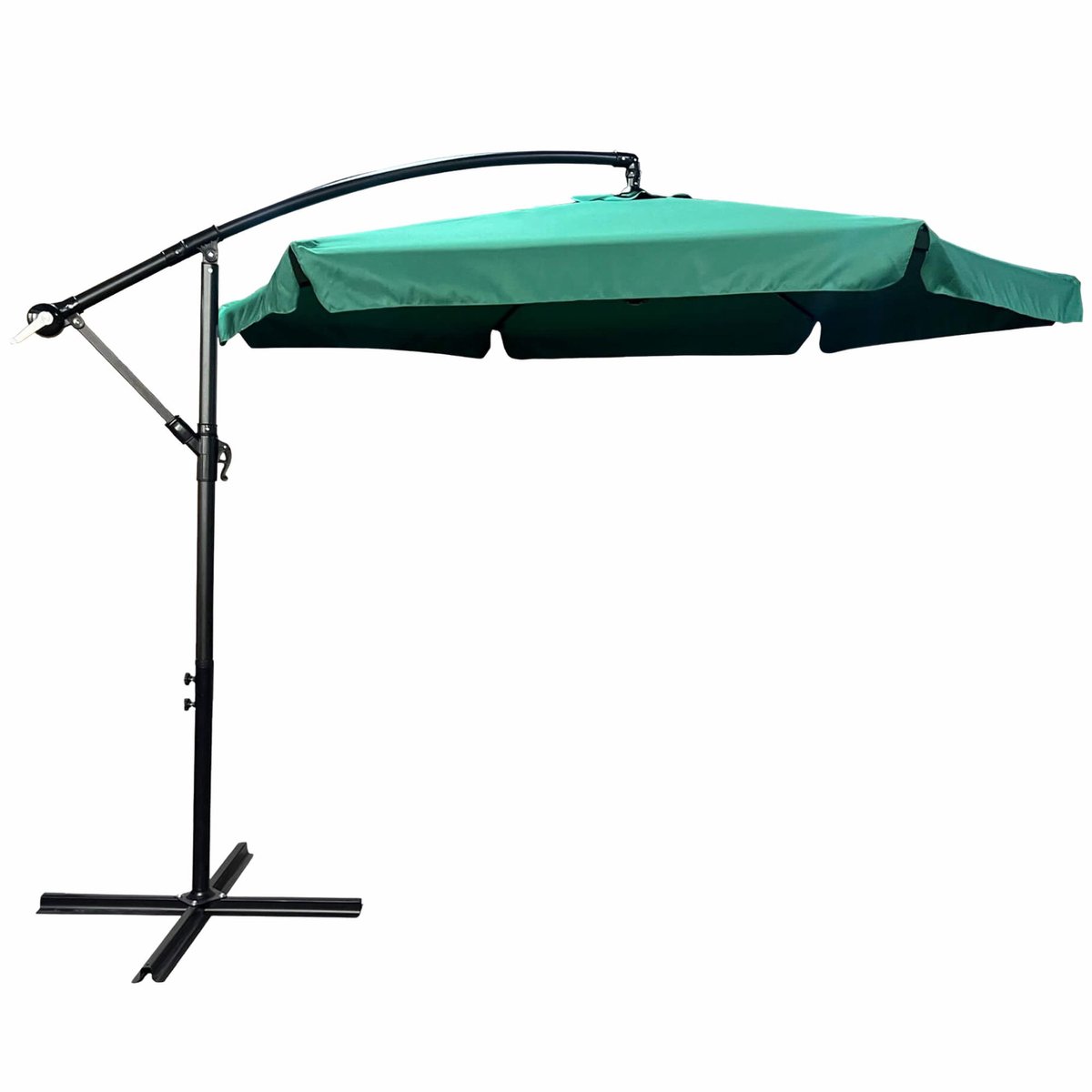 Tuinparasol CYNIA / Zweefparasol Met Voet / Verstelbare Hoogte / UB-bescherming, Waterdicht / Donkergroen / 300 x 300 x 245 cm (5901752857483)