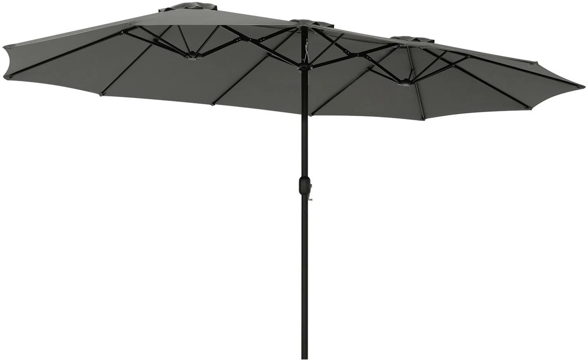 XXL Dubbele Parasol 450x270 cm met Voet - UPF50+ UV-bescherming - Zweefparasol - Met Handslinger - Tuin, Terras of Zwembad - Antraciet (8721335330199)