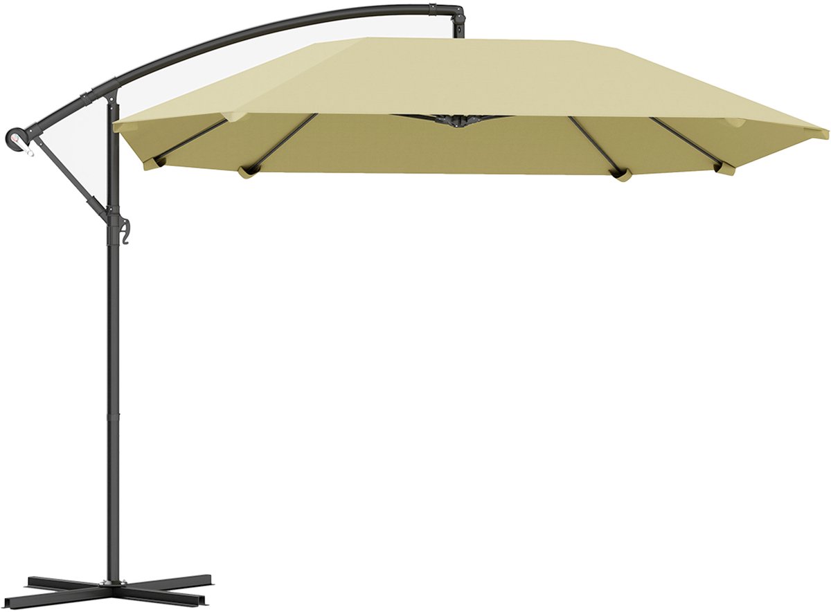 Outsunny - Zweefparasol - Polyester - 304L x 260B x 245H cm - Beige (4255826850292)