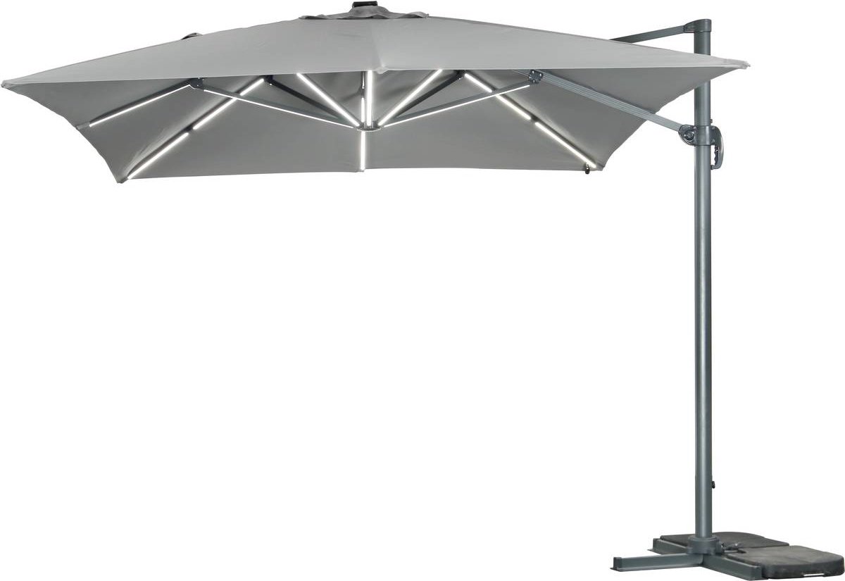 Parasol vrijhangend tuin zweefparasol led aluminium 