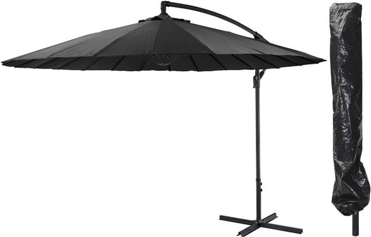 Zweefparasol 300 cm voor Tuin, Terras of Balkon - Vertikaal Kantelbaar | Antraciet (8719202997019)