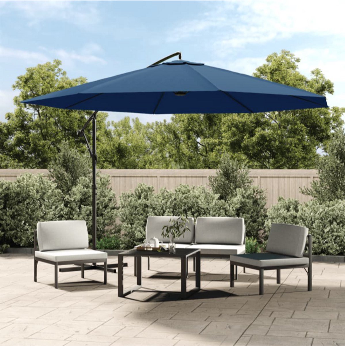Zweefparasol met aluminium paal 350 cm blauw (6152316133126)