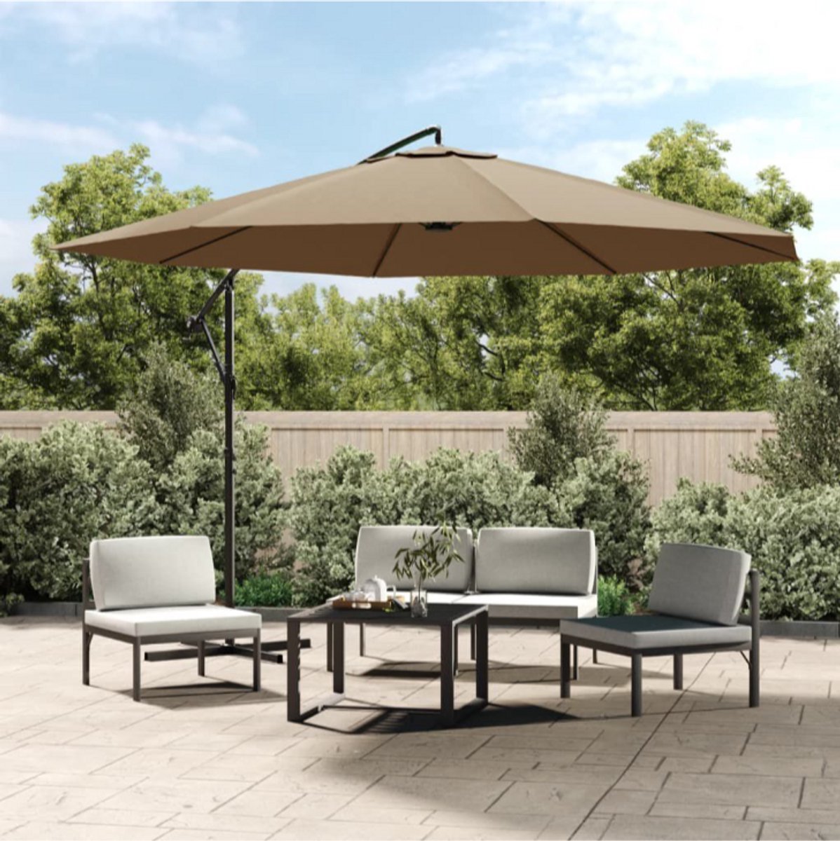 Zweefparasol met aluminium paal 350 cm taupe (6152316230214)