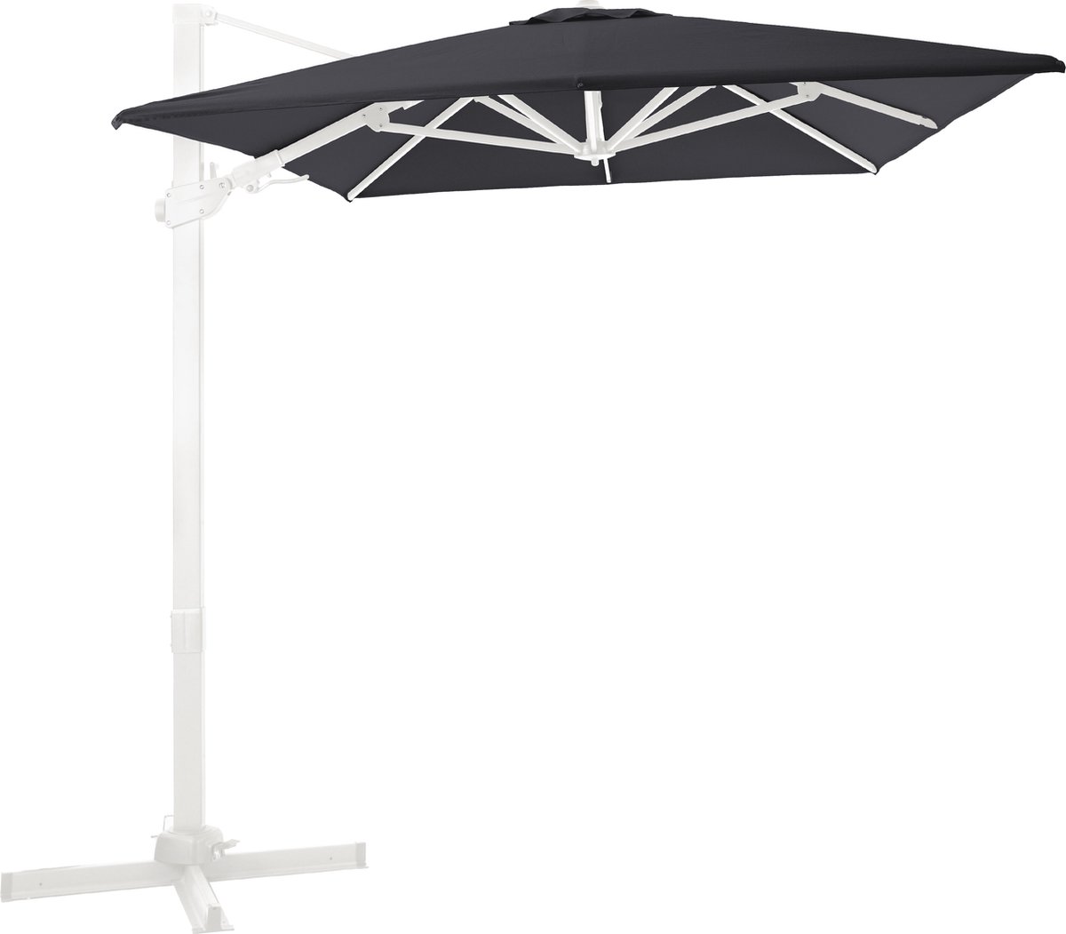 AXI Milad Premium Zweefparasol 200x300 cm Wit/grijs incl. Hoes - Gepoedercoat aluminium frame met kruisvoet - 360° Draaibaar - Kantelbaar - UV werend doek (8720365063589)