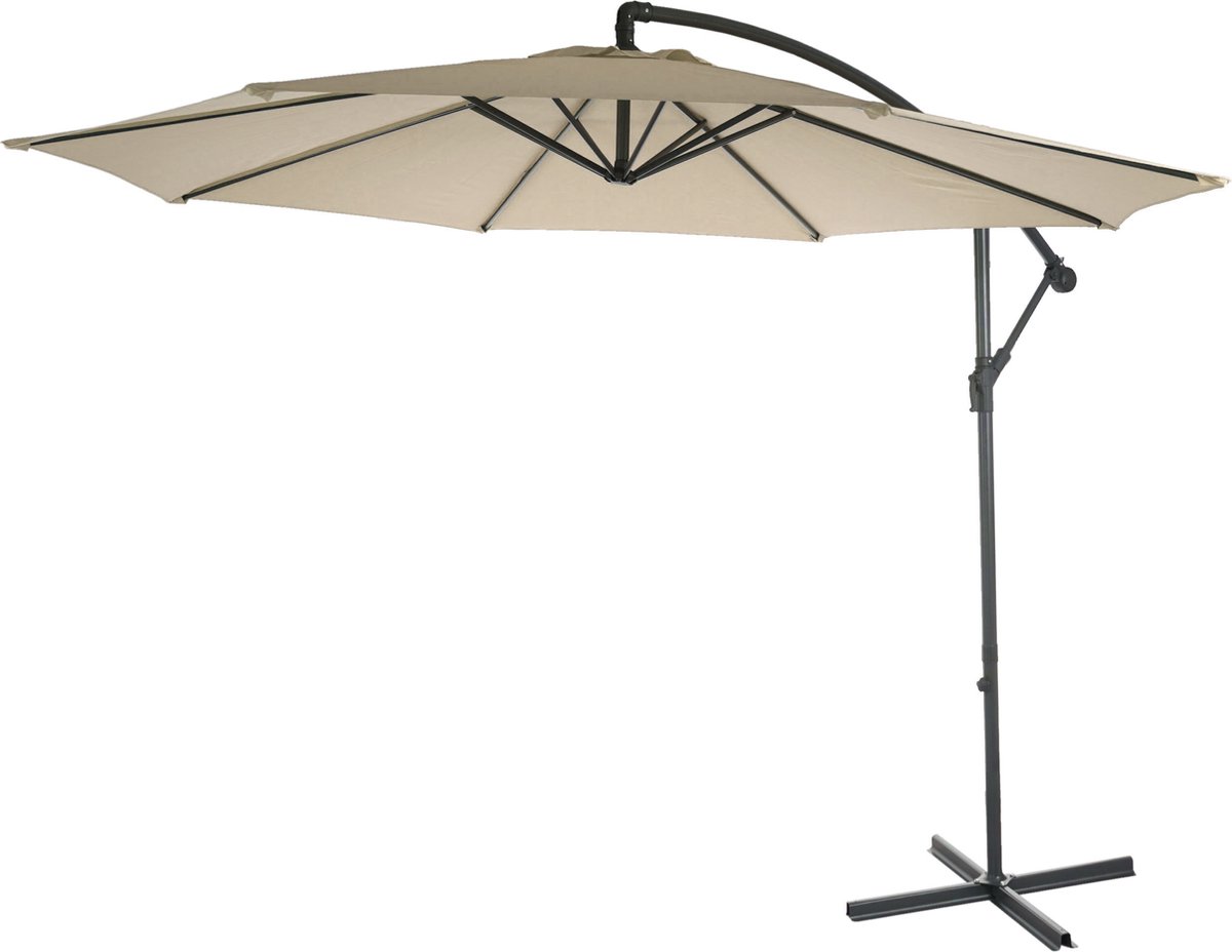 Acerra zweefparasol, parasol, Ø 3m kantelbaar, polyester/staal 11kg ~ crème zonder voet (4057651093024)