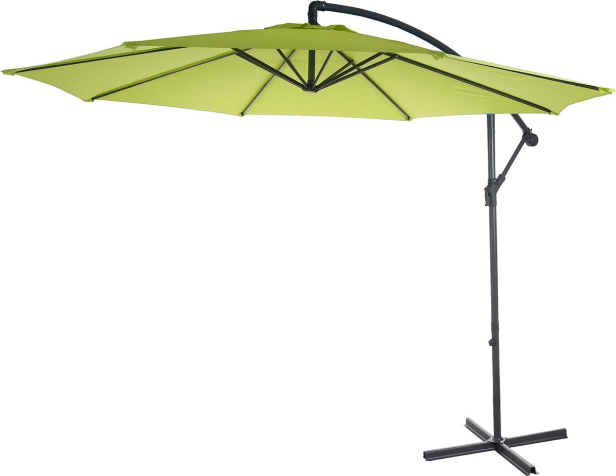 Acerra zweefparasol, parasol, Ø 3m kantelbaar, polyester/staal 11kg ~ green-lemon zonder voet (4057651165592)