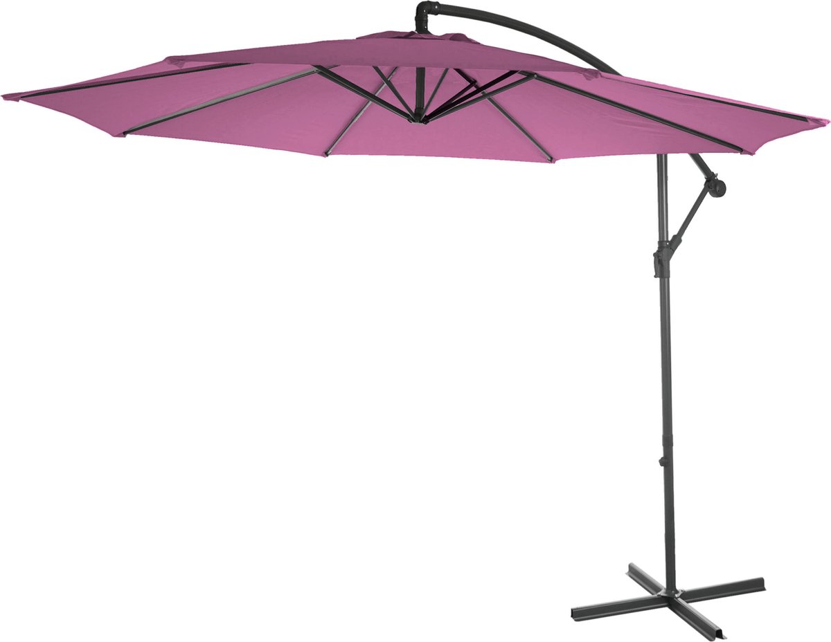 Acerra zweefparasol, parasol, Ø 3m kantelbaar, polyester/staal 11kg ~ lavendel-rood zonder voet (4057651372945)