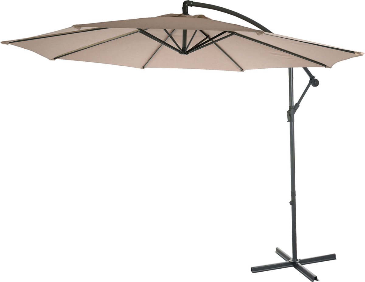Acerra zweefparasol, parasol, Ø 3m kantelbaar, polyester/staal 11kg ~ zand-beige zonder voet (4057651372839)