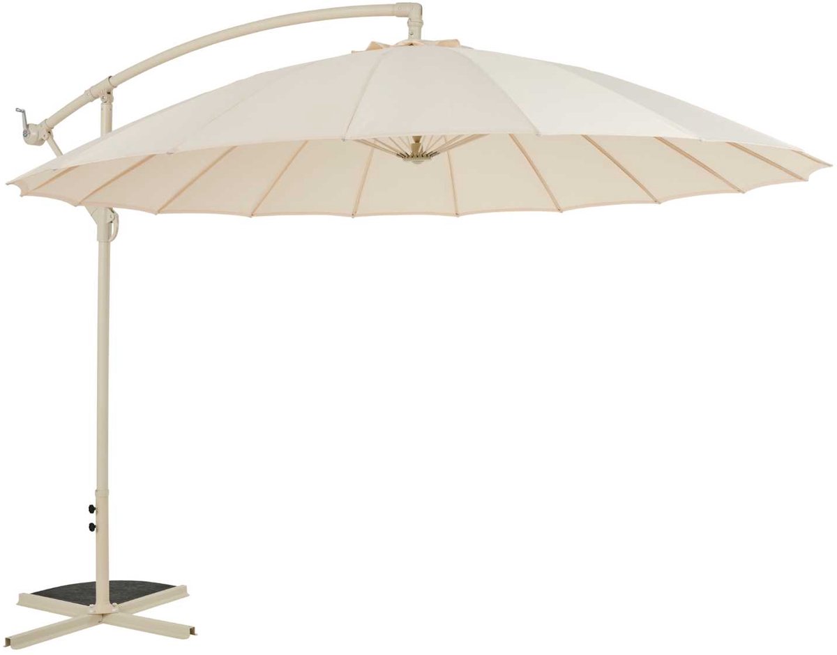 Casa - Hangende Parasol 'Floriasa' - Ø 274 x 248 cm - Draaibare Zweefparasol - UV-bescherming - Verstelbaar - Weerbestendig - Kleur: Zand - Voor Tuin, Terras of Balkon (6150707969965)