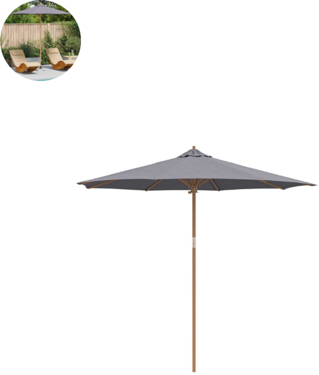Grijze Parasol - Ø270cm - Waterdicht & UV-beschermend - Kantelbaar & Verstelbaar - Luxe Zweefparasol voor Tuin, Balkon of Terras - Weerbestendig (8721392001100)