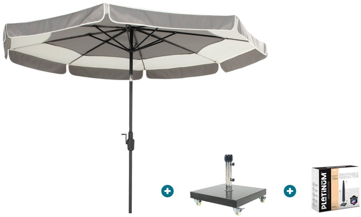 Hartman Tubb stokparasol Ø300 cm. - Grijs met Granada voet en hoes (6154114023074)