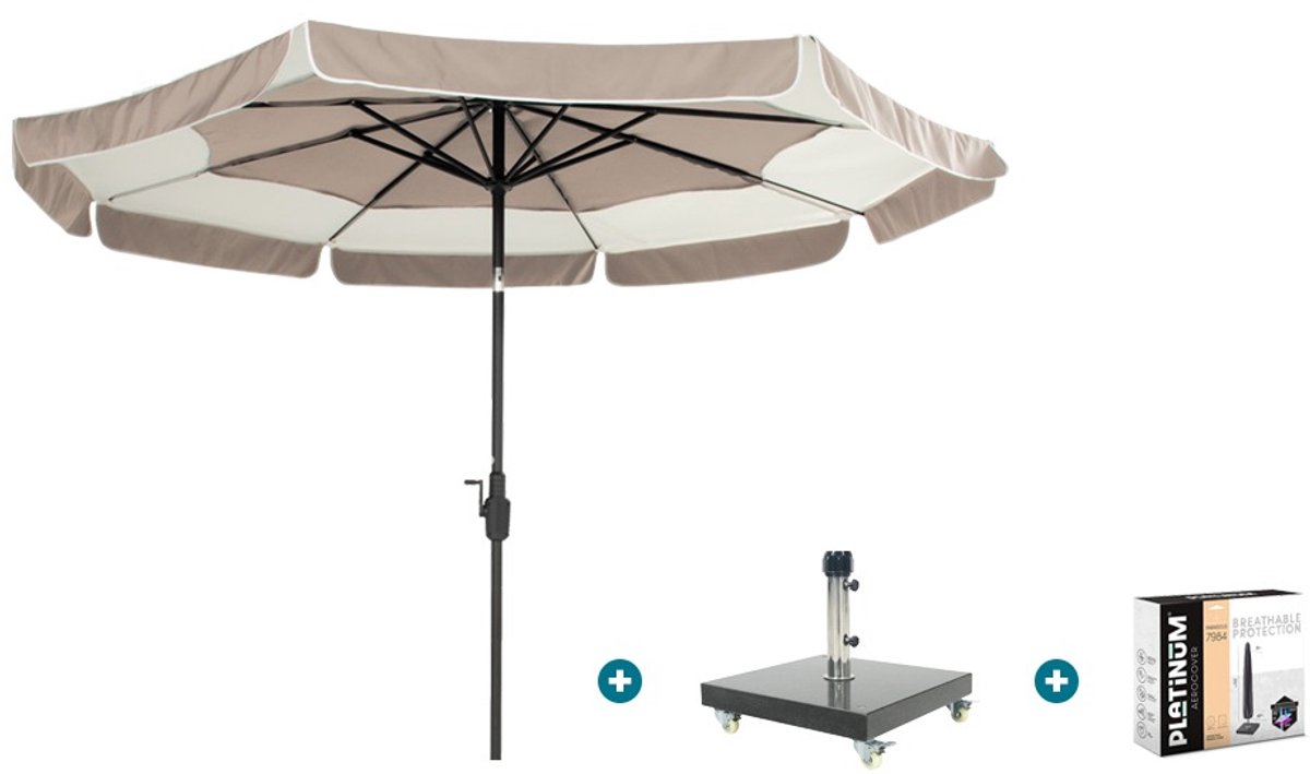 Hartman Tubb stokparasol Ø300 cm. - Zand met Granada voet en hoes (6154114011071)