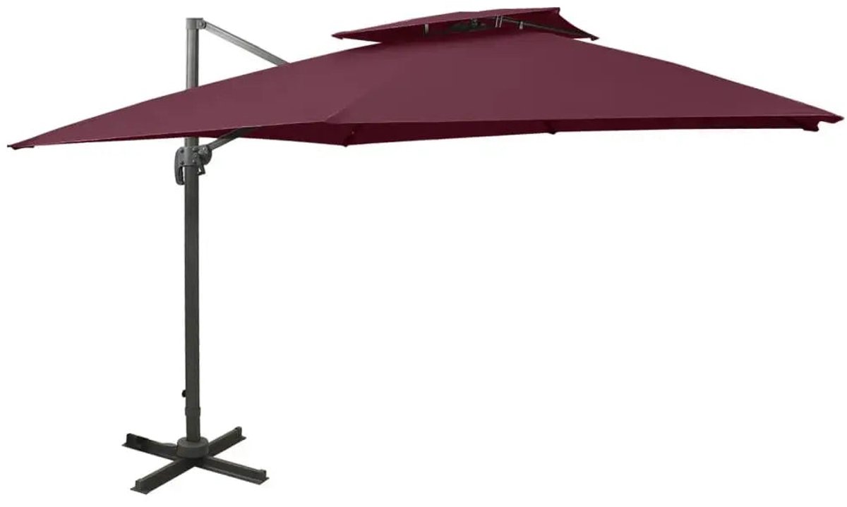Parasol - Zweefparasol - Tuinparasol - Hangparasol - Schaduwparasol - 360° Draaibaar - Aluminium Mast - 3 x 3 m - Bordeaux Rood (8721391011322)