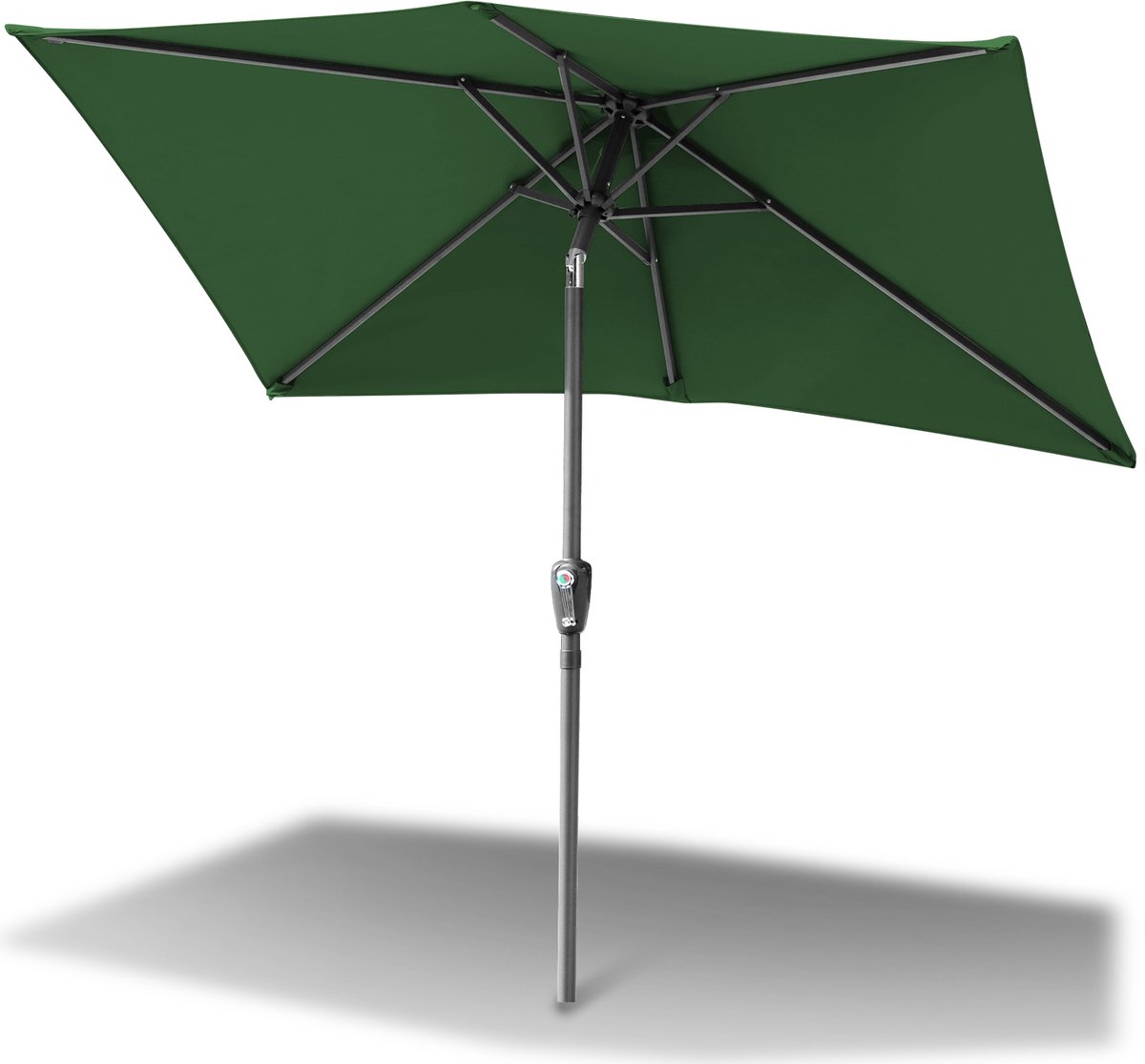 Parasol met Standaard Ø300x200 cm - Grote Rechthoekige Stokparasols met Zwengelsysteem - Zonwering voor Balkons, Tuinen en Terrassen - Stevig Frame - Groen (9178524115874)