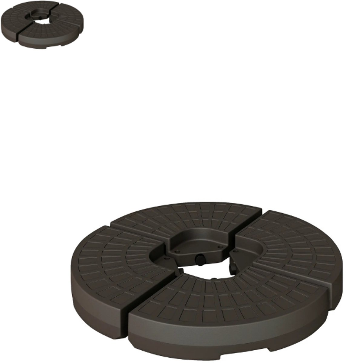 Parasoltegels - Vulbare Parasoltegels - Voor kruisvoet- Inhoud 25L - 4 stuks voor zweefparasol - Koffie (8721392001223)