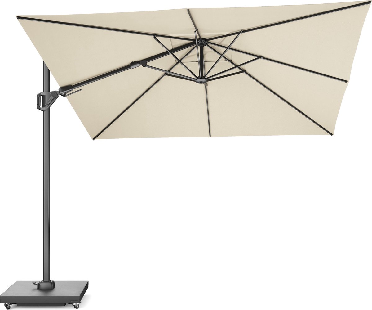 Platinum Sun & Shade - Zweefparasol - Challenger T² Premium - 300x300cm - Champagne - Dubbel Kantelbaar - 360° Draaibaar - 98% UV protectie (8720039168398)