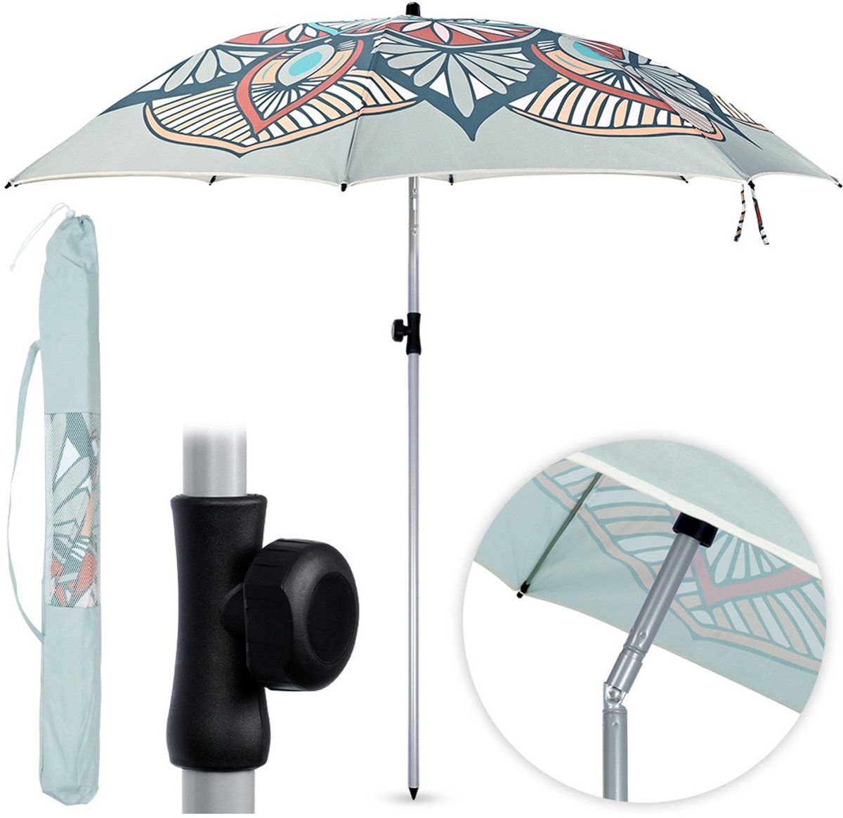 Tuin Strandparasol Verstelbaar 180 cm - Tuinparasol - Strand Parasol - Buiten - Stokparasol (5904316497903)