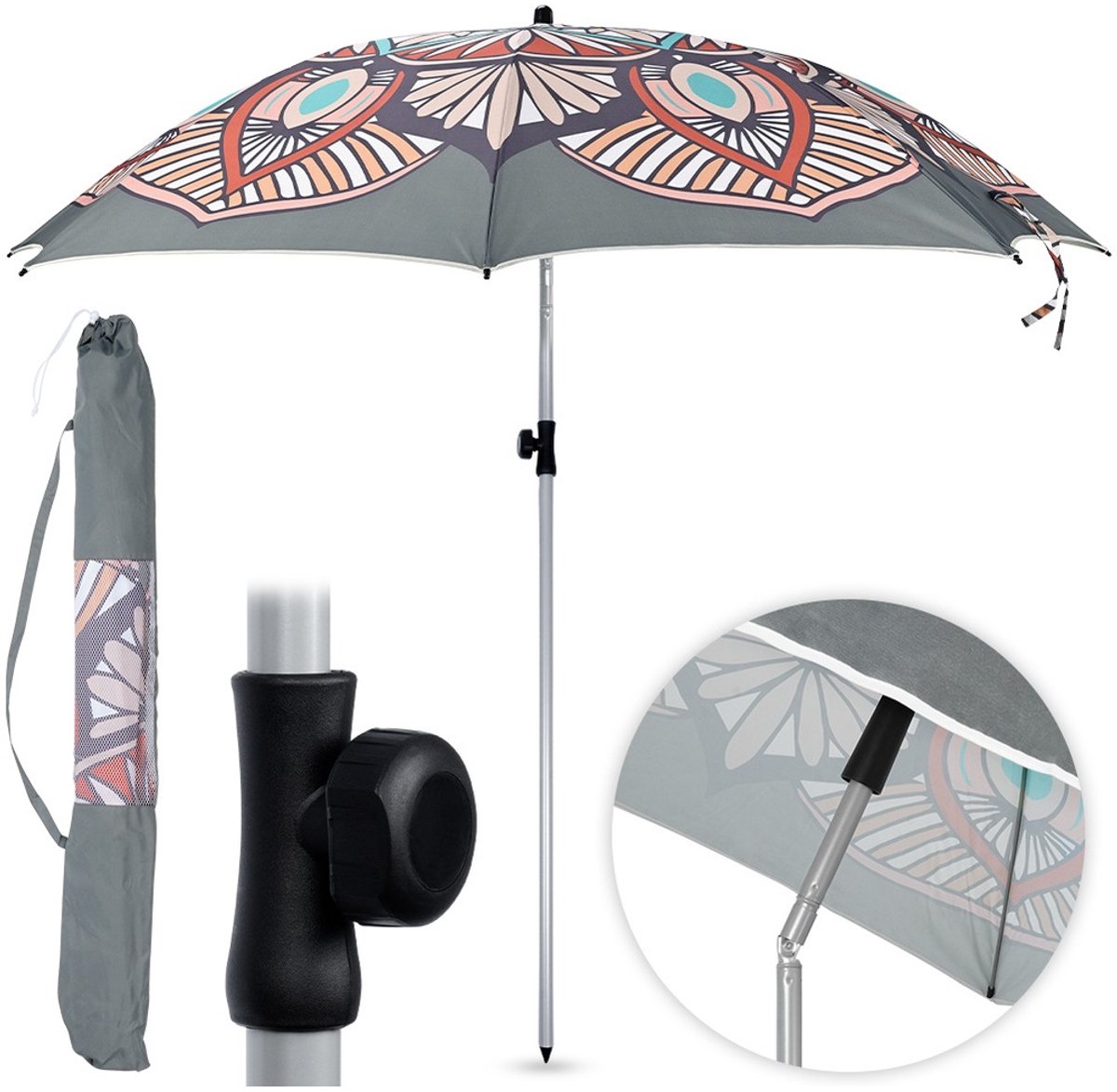 Tuin Strandparasol Verstelbaar 180 cm - Tuinparasol - Strand Parasol - Buiten - Stokparasol (5904316497910)