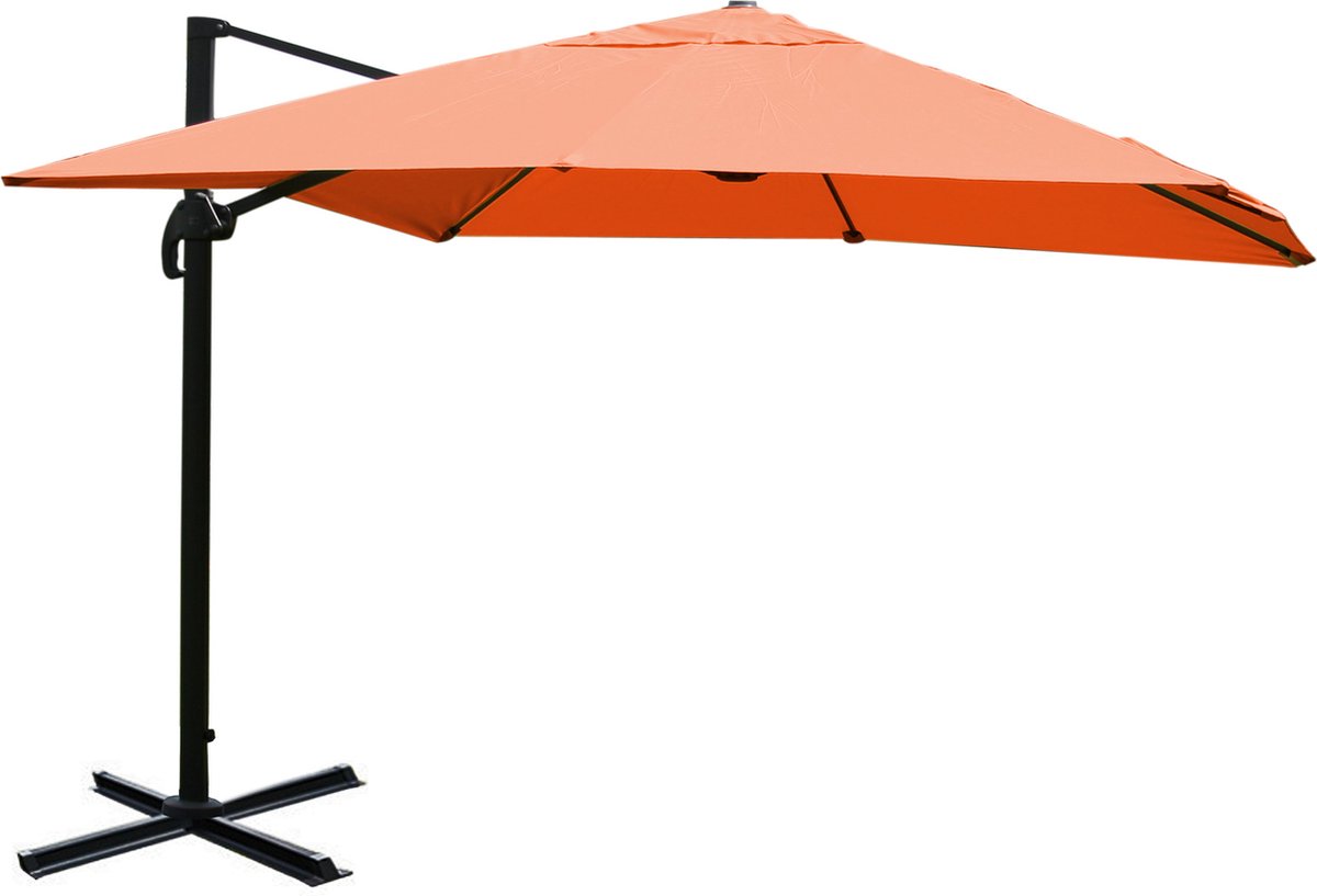 Zweefparasol MCW-A96, horecaparasol, 3x3m (Ø4,24m) polyester/aluminium 23kg ~ terracotta zonder voet (4057651221281)