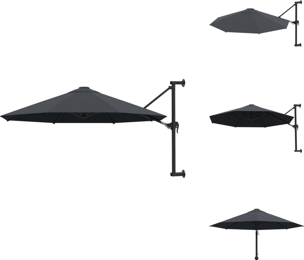 vidaXL Parasol - Parasols - Wandparasol - Wandparasols - Wandparasol met metalen paal 300 cm antraciet (8721032999392)
