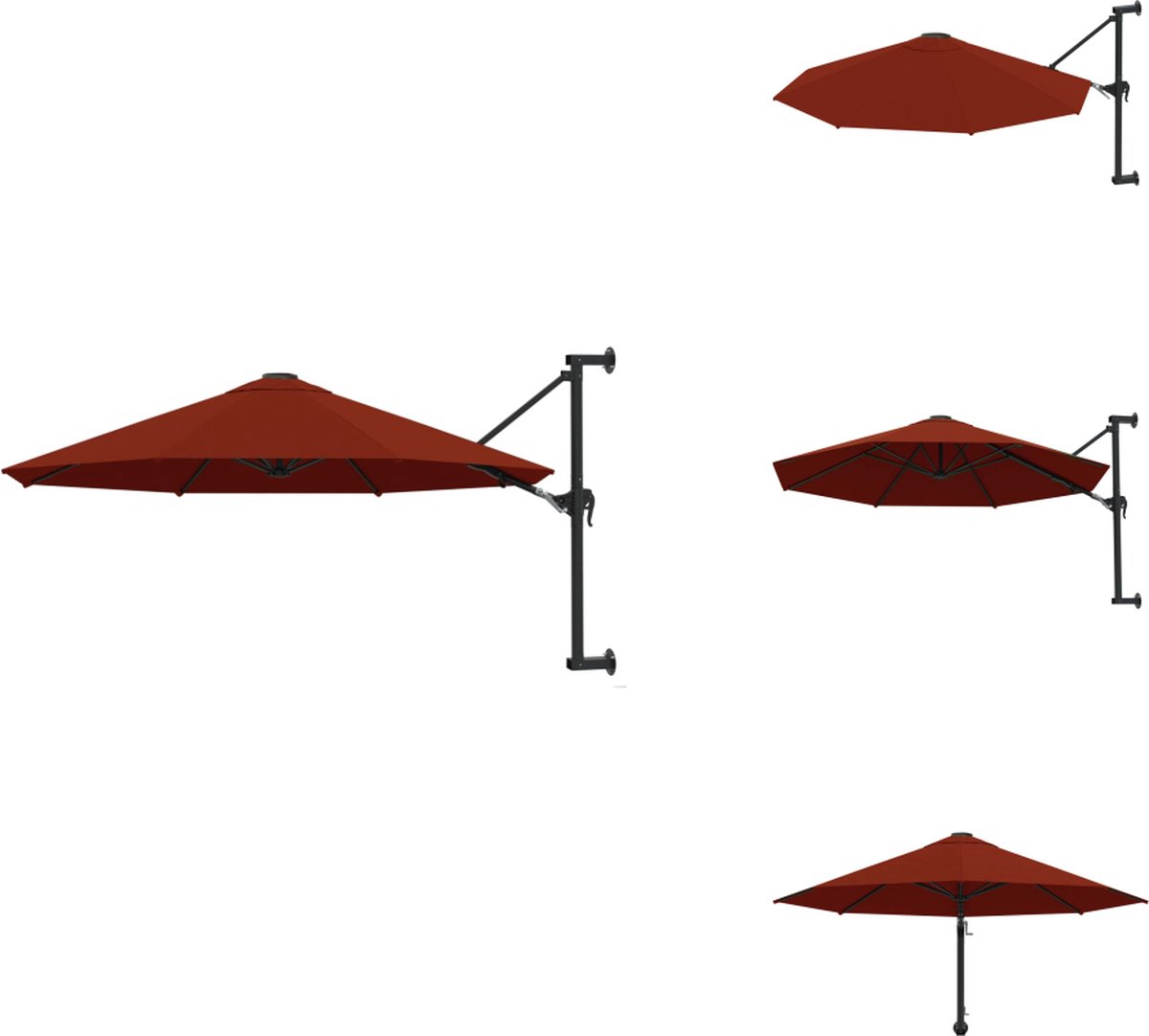 vidaXL Parasol - Parasols - Wandparasol - Wandparasols - Wandparasol met metalen paal 300 cm terracottakleurig (8721032998470)