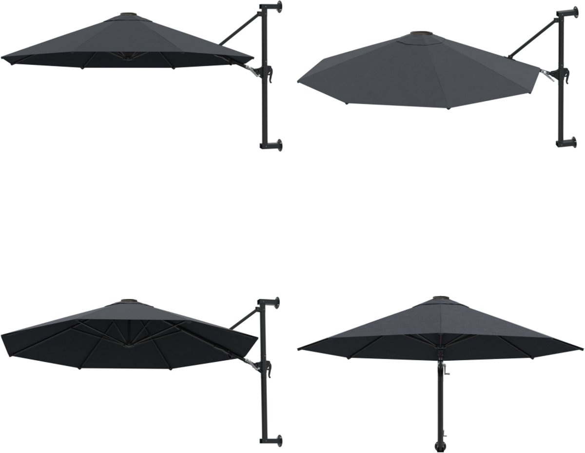 vidaXL Wandparasol met metalen paal 300 cm antraciet - Parasol - Parasols - Wandparasol - Wandparasols (8224893763374)