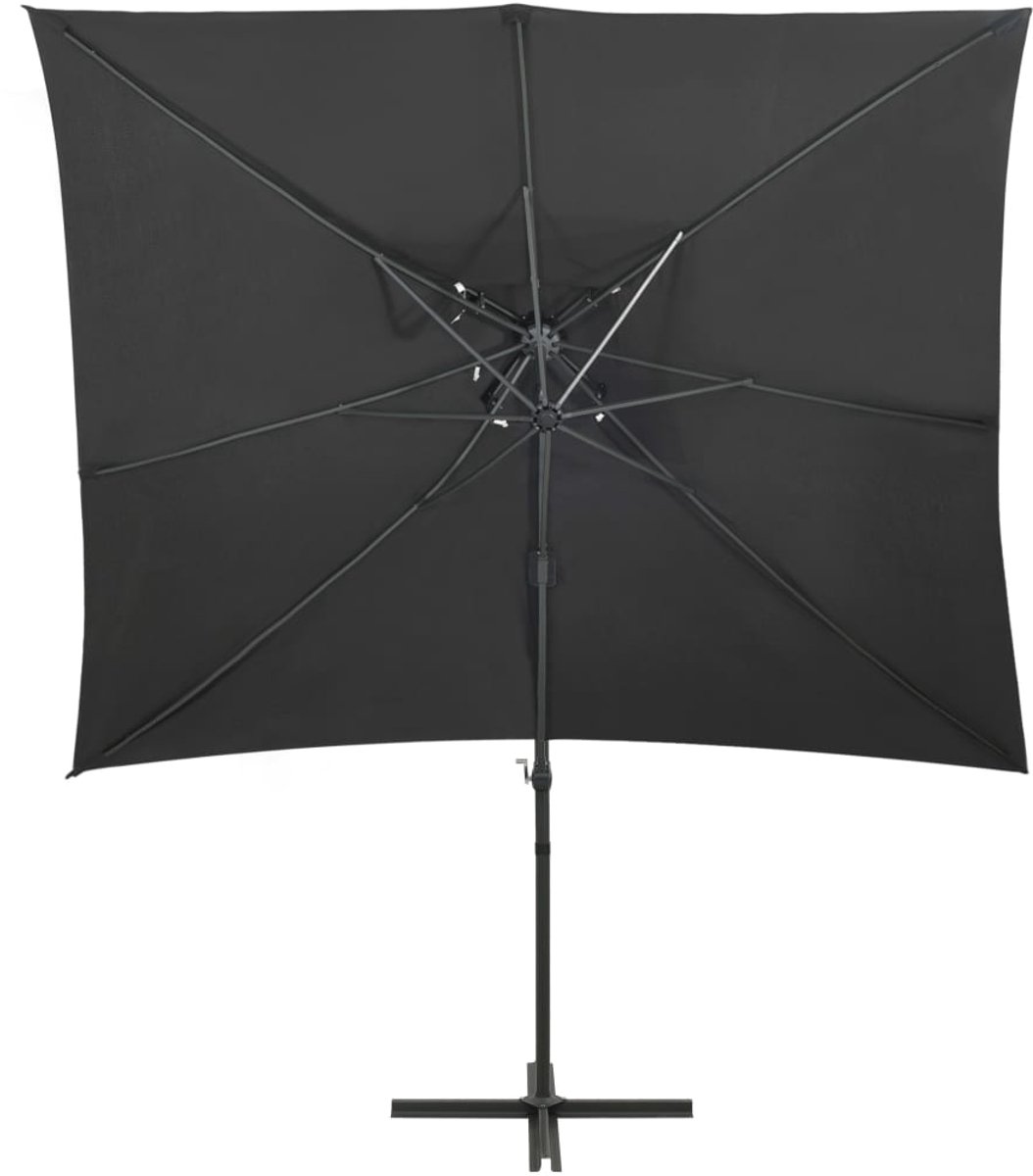 vidaXL Zweefparasol - Dubbel dak - 250x250 cm - Antraciet Tuinparasol - Zonwering - Terrasdecoratie - Buitendecoratie - Buitenleven (8015760966789)