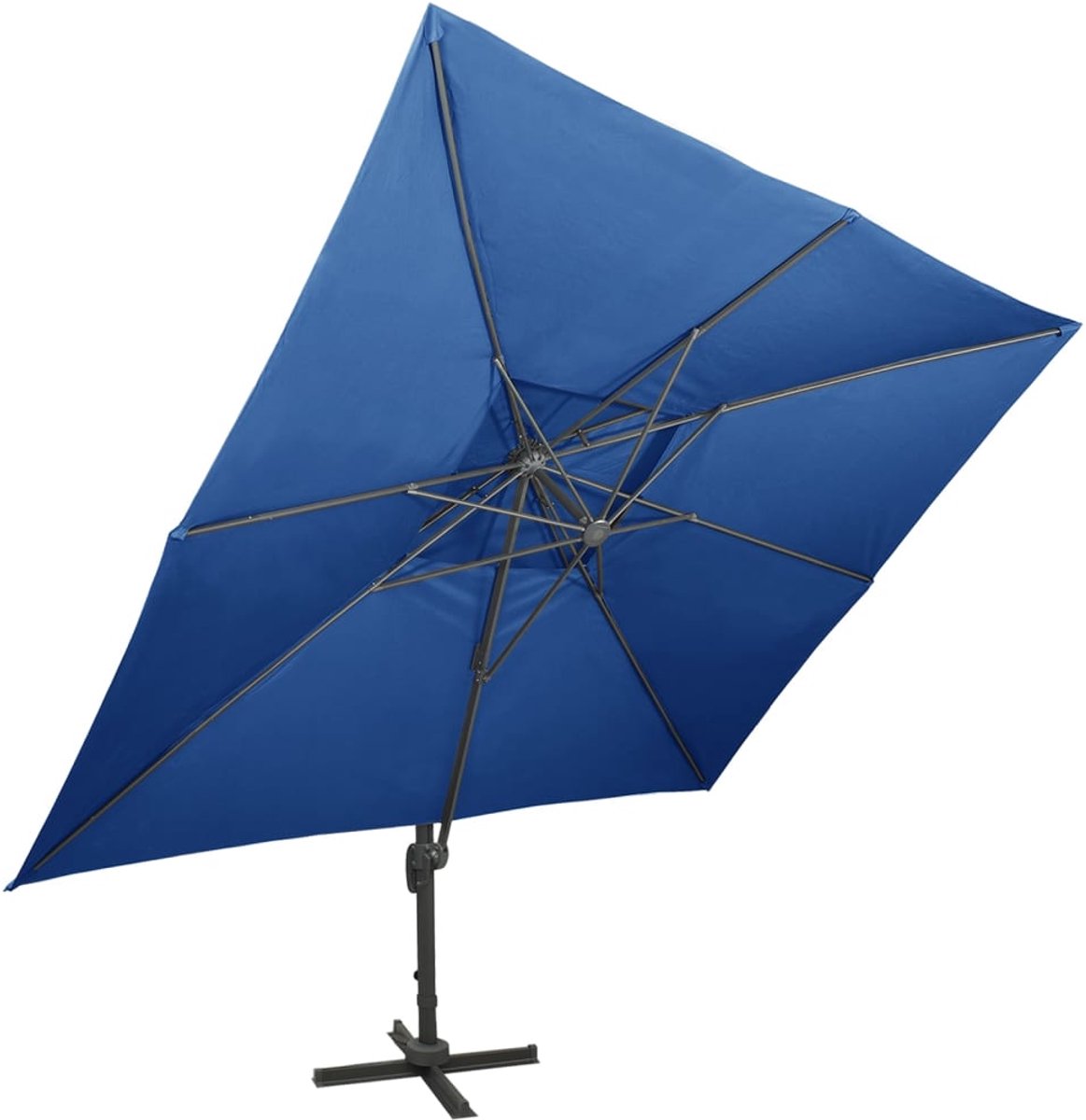 vidaXL Zweefparasol - Zweefparasols - Parasol - Tuinparasol - Zweefparasol met dubbel dak 400x300 cm azuurblauw (8721032989607)