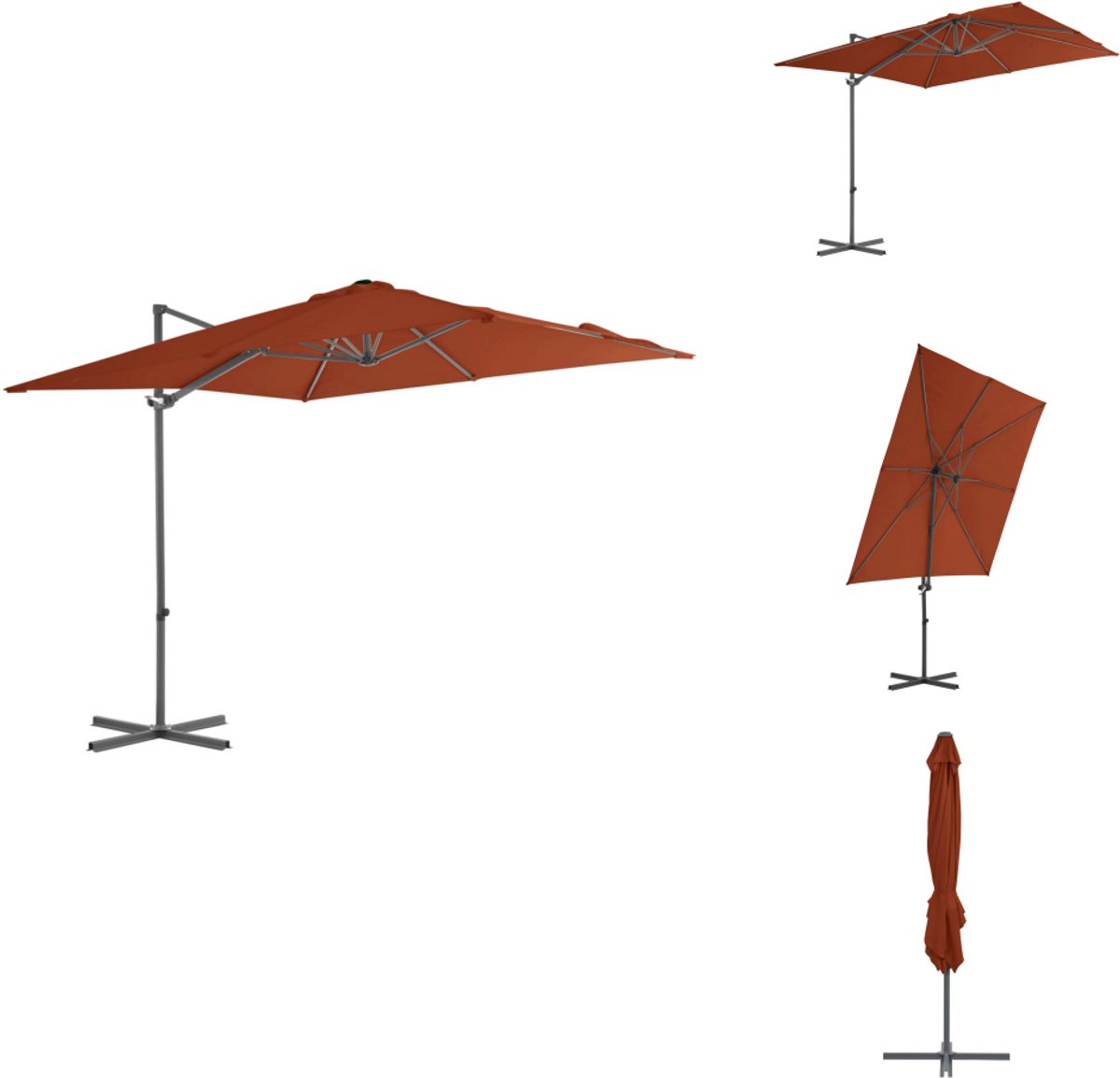 vidaXL Zweefparasol - Zweefparasols - Parasol - Tuinparasol - Zweefparasol met stalen paal 250x250 cm terracottakleurig (8721032978700)