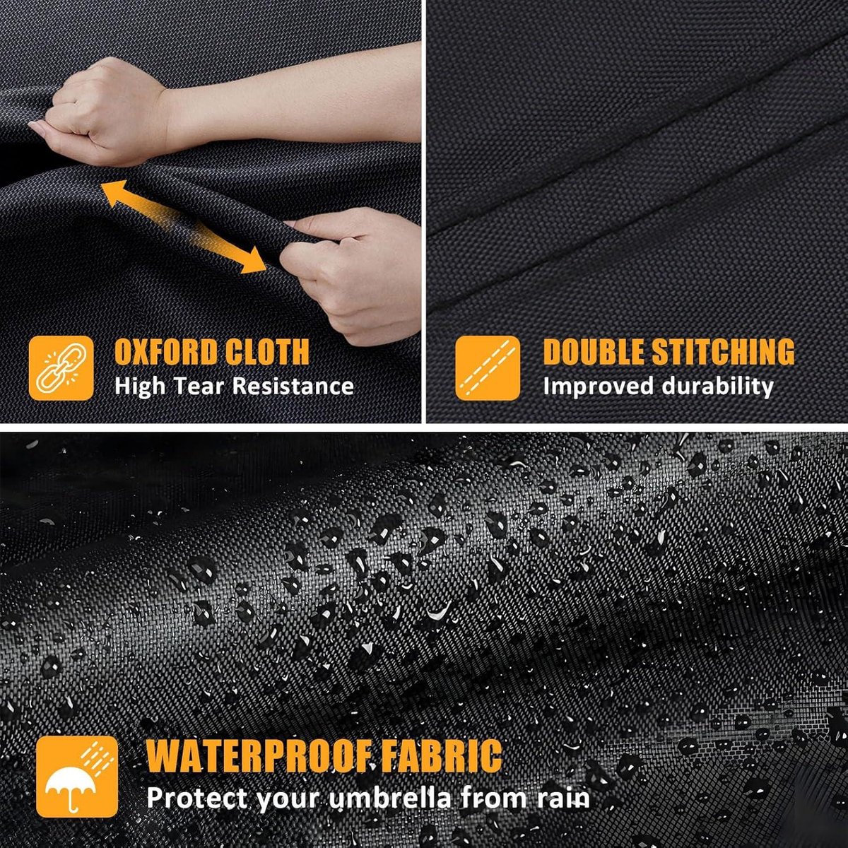 Beschermhoes voor zweefparasol - Waterdicht, Oxford 420D, UV-bestendig, scheurvast - Zwart, 230 x 67 x 67 cm met ritssluiting (6154124850820)