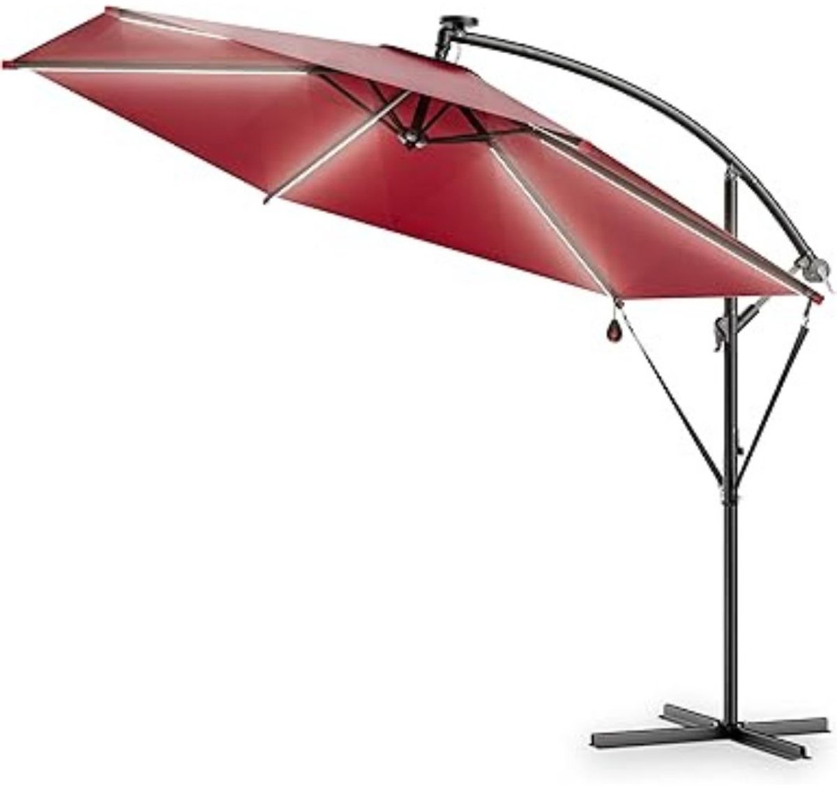 GTB® Zweefparasol met Voet - Zweefparasol - Met Voet - Rood - 330cm x 330cm x 250cm (6152721877868)
