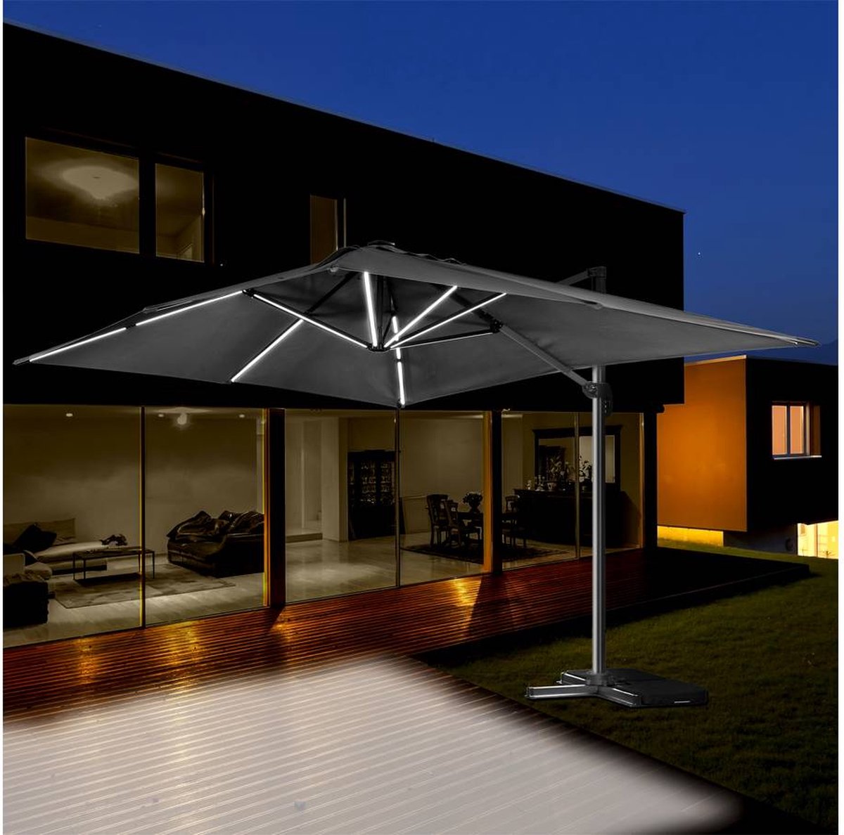 Parasol vrijhangend tuin zweefparasol led aluminium 