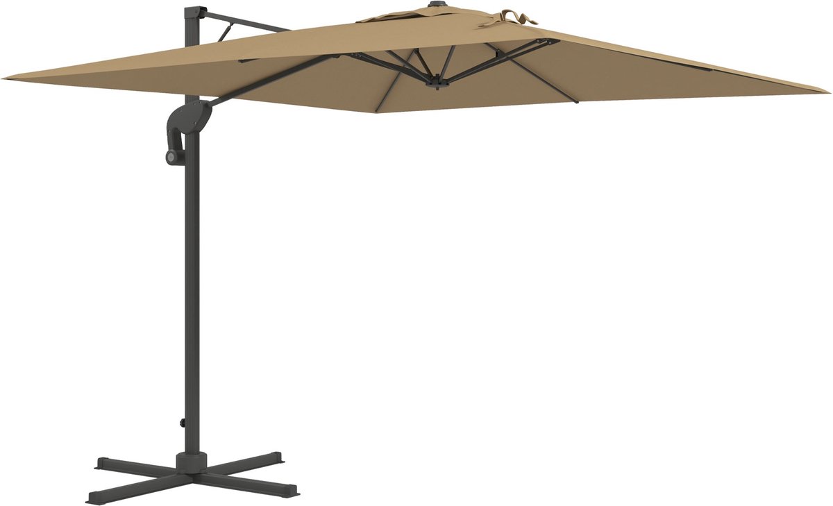Zweefparasol - Hangparasol - Tuinparasol - Terrasparasol - Parasoldoek - 360° Draaibaar Met Hydraulisch Systeem - UV-bestendig Polyester 3x2,6m Met Aluminium Frame (8721391094431)