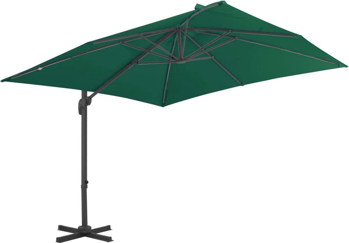 vidaXL Zweefparasol 300x300 cm - Groen Hangende Parasol - Tuinset - Parasol Groen - Zonwering - Buitenschilderij (8301359109775)