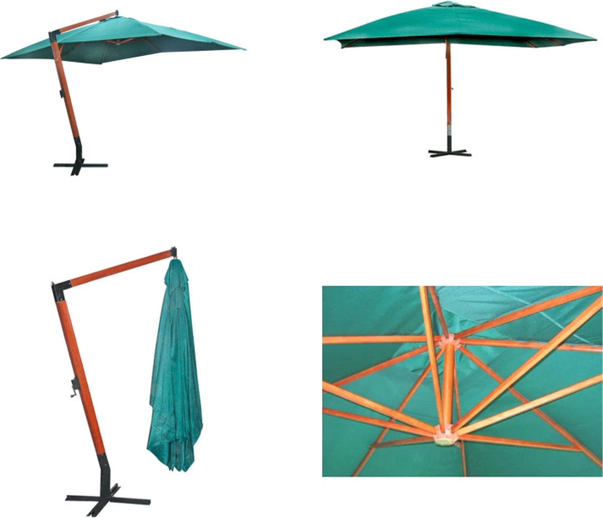 vidaXL Zweefparasol Melia 300x400 cm groen - Parasol - Parasols - Tuinparasol - Balkon Parasol (8721115526767)