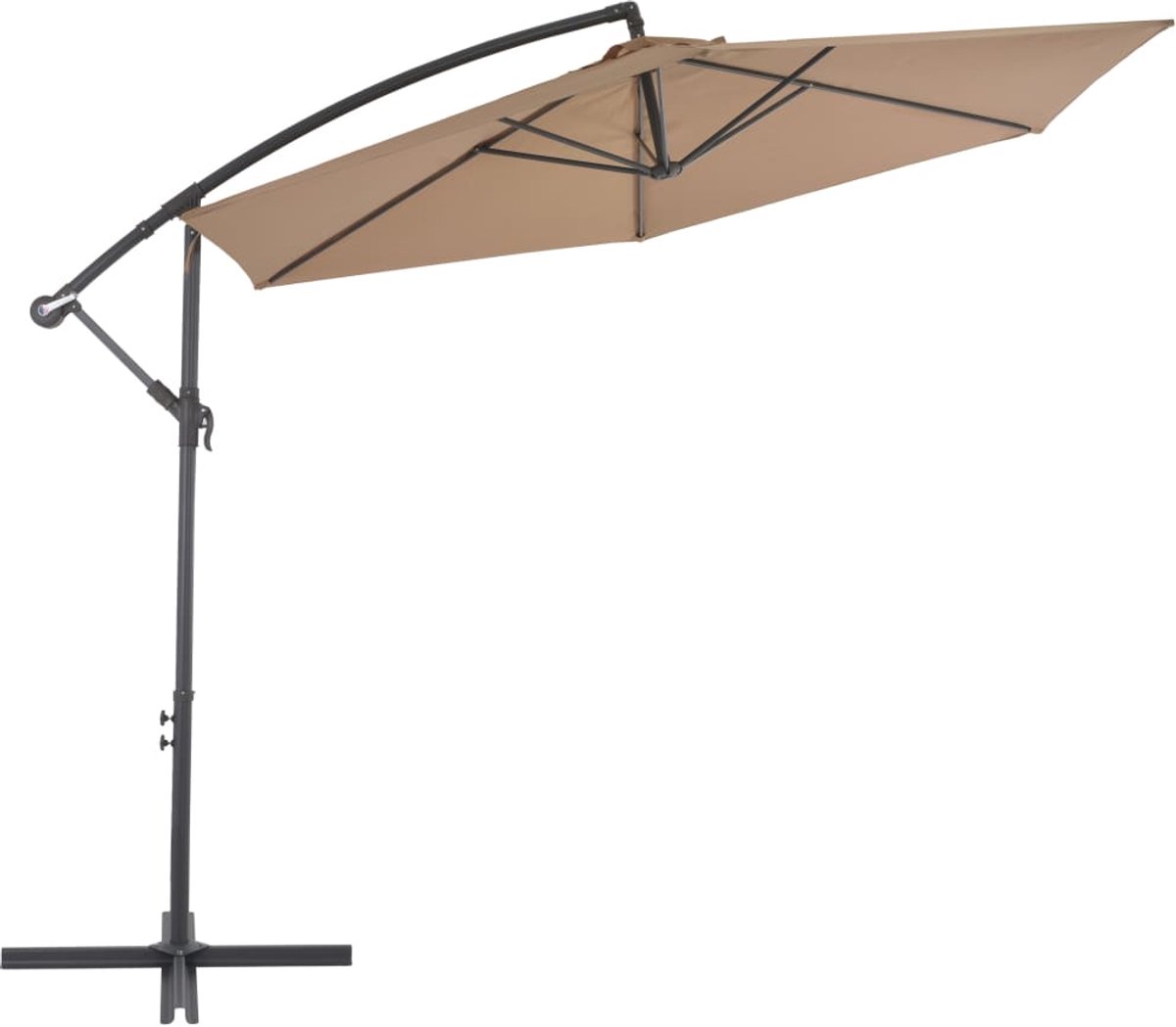 vidaXL Zweefparasol met aluminium paal 300 cm taupe - Zweefparasol - Zweefparasols - Tuinparasol - Balkon Parasol (8222034698592)
