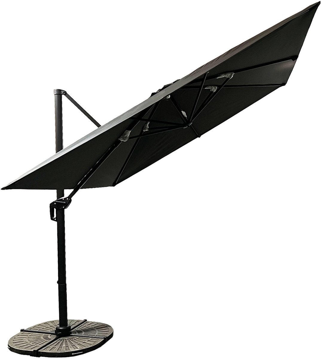 Buitenkado Ultimate Zweefparasol - 3x3m - Aluminium - Grijs (8711942018498)