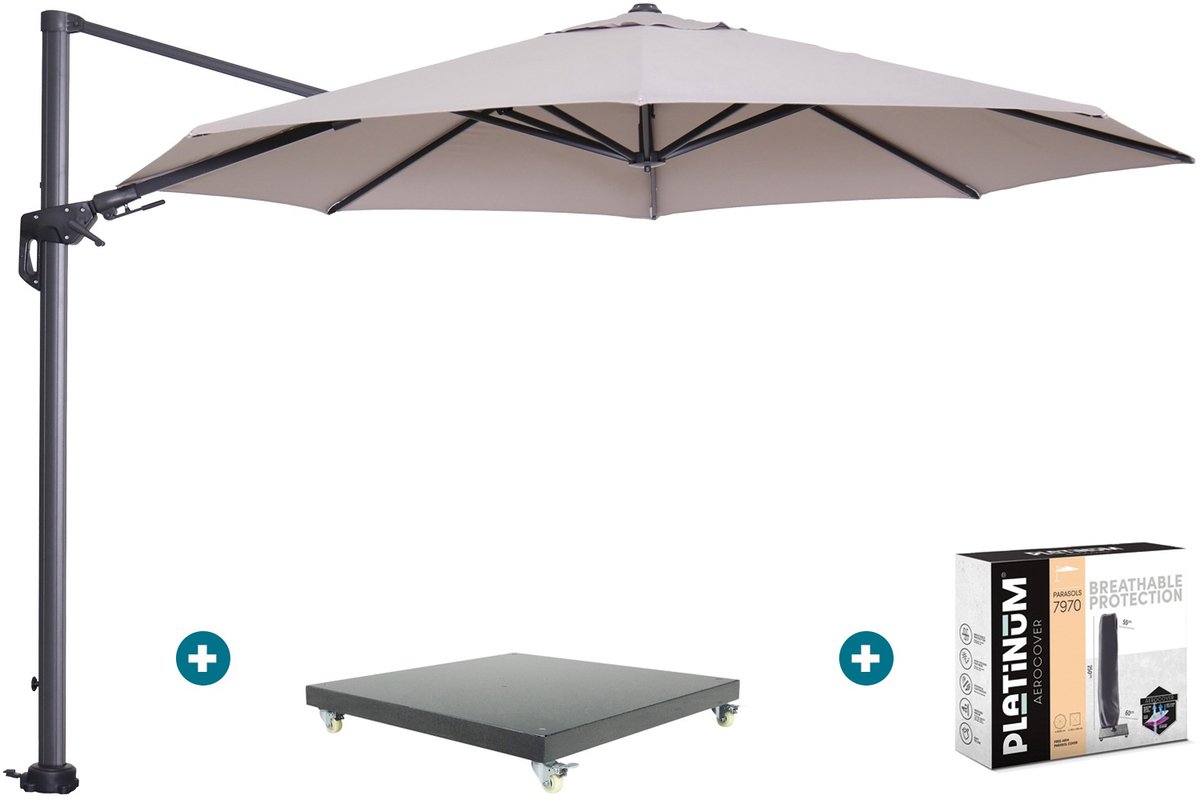 GI Hawaii zweefparasol 350 cm. - Sand - met Marbella voet en hoes (6154114443452)
