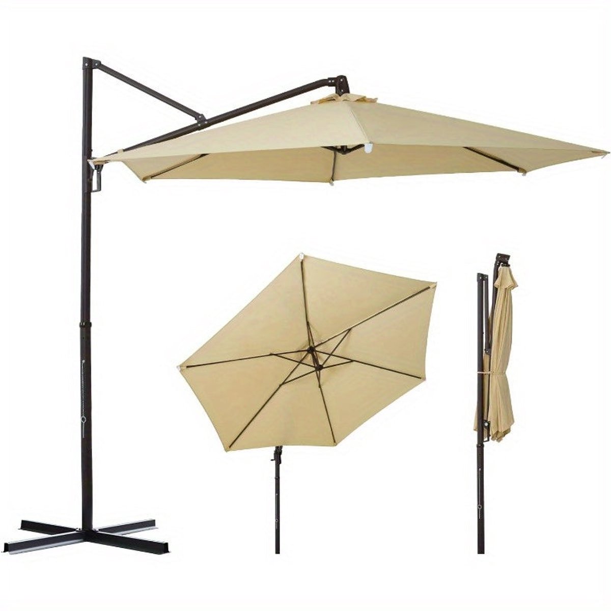 Parasol - Stokparasol - Tuinparasol - Balkonparasol - Ronde Parasol - Aluminium - Ø300 cm - Kantelbaar en 360° Draaibaar - UV50+ Bescherming - Crankbediening - Crème (8721391147236)