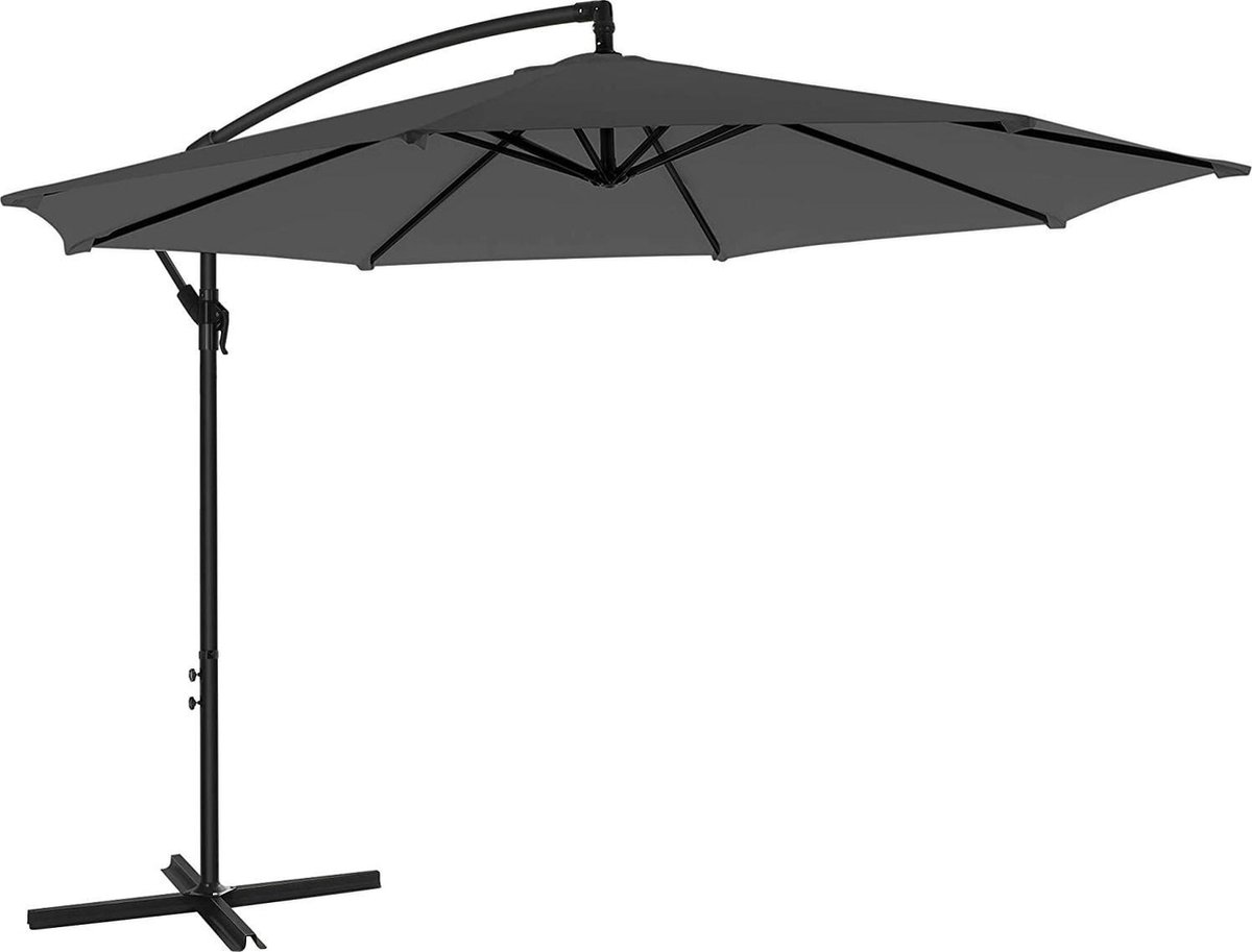 Your Home - Parasol met Voet - Zweefparasol - UV-bescherming tot UPF 50+ - Ø 3m - Tuin - Terras - Grijs (8785256672769)