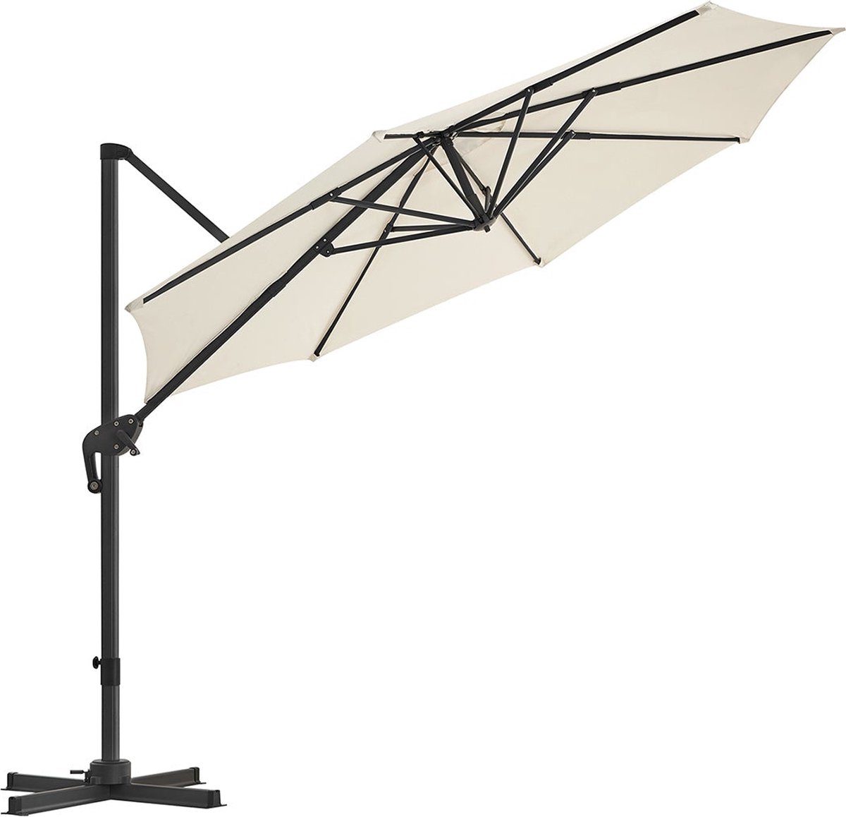 Zweefparasol - Beige Paraplu - Zonnescherm - 240 g/m² polyester stof - Ø 3m x 2,5m - Patio Tuin Tuinmeubilair (6097645210202)
