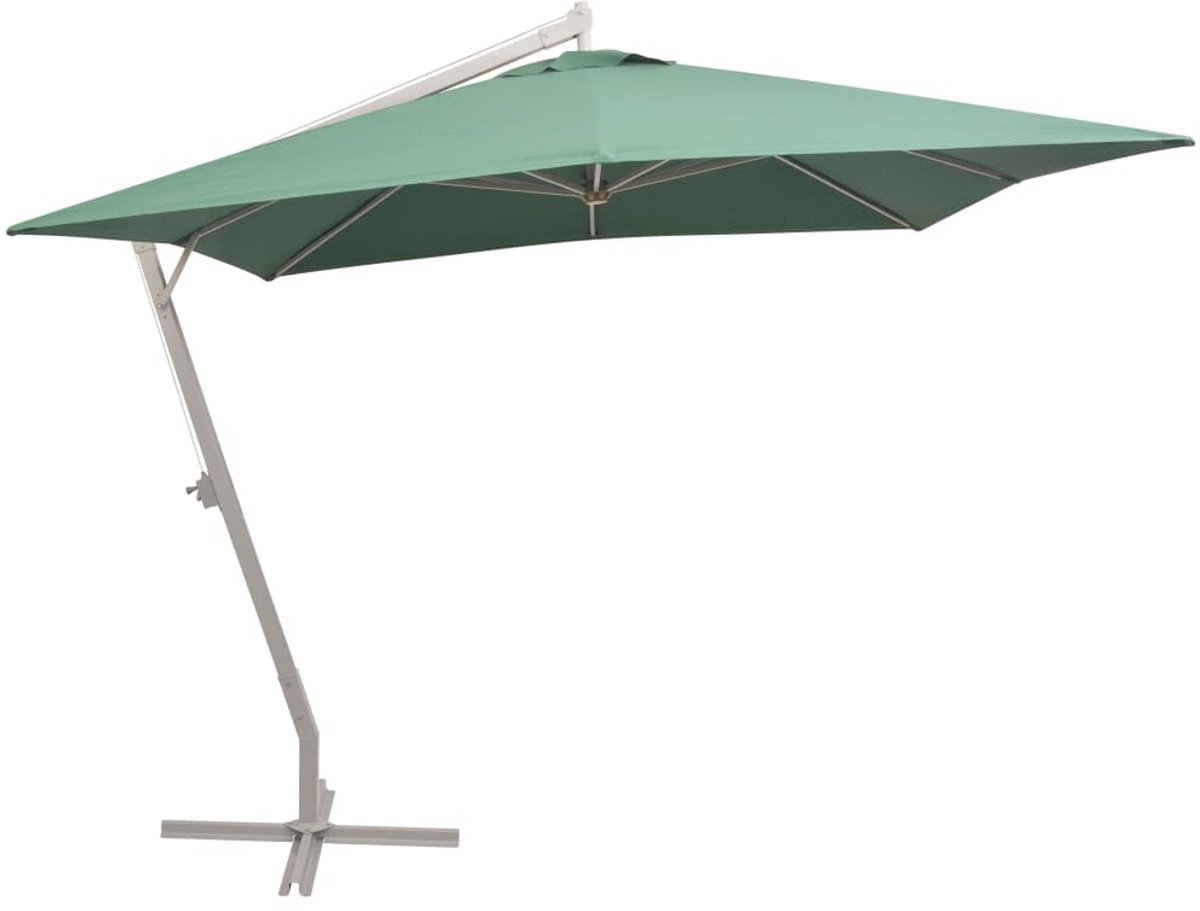 Zweefparasol - Hangende Parasol - Tuinparasol - Buitenparasol - Schaduwparasol - UV-bestendig Polyester - Aluminium Frame 300x300 cm - Groen (8721391137138)